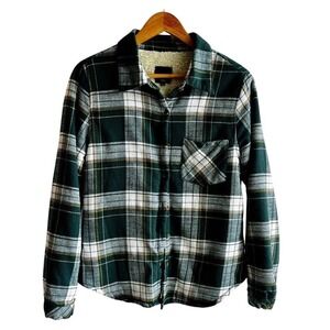 Love Tree Green Plaid Sherpa Lined Shacket Jacket Size Large